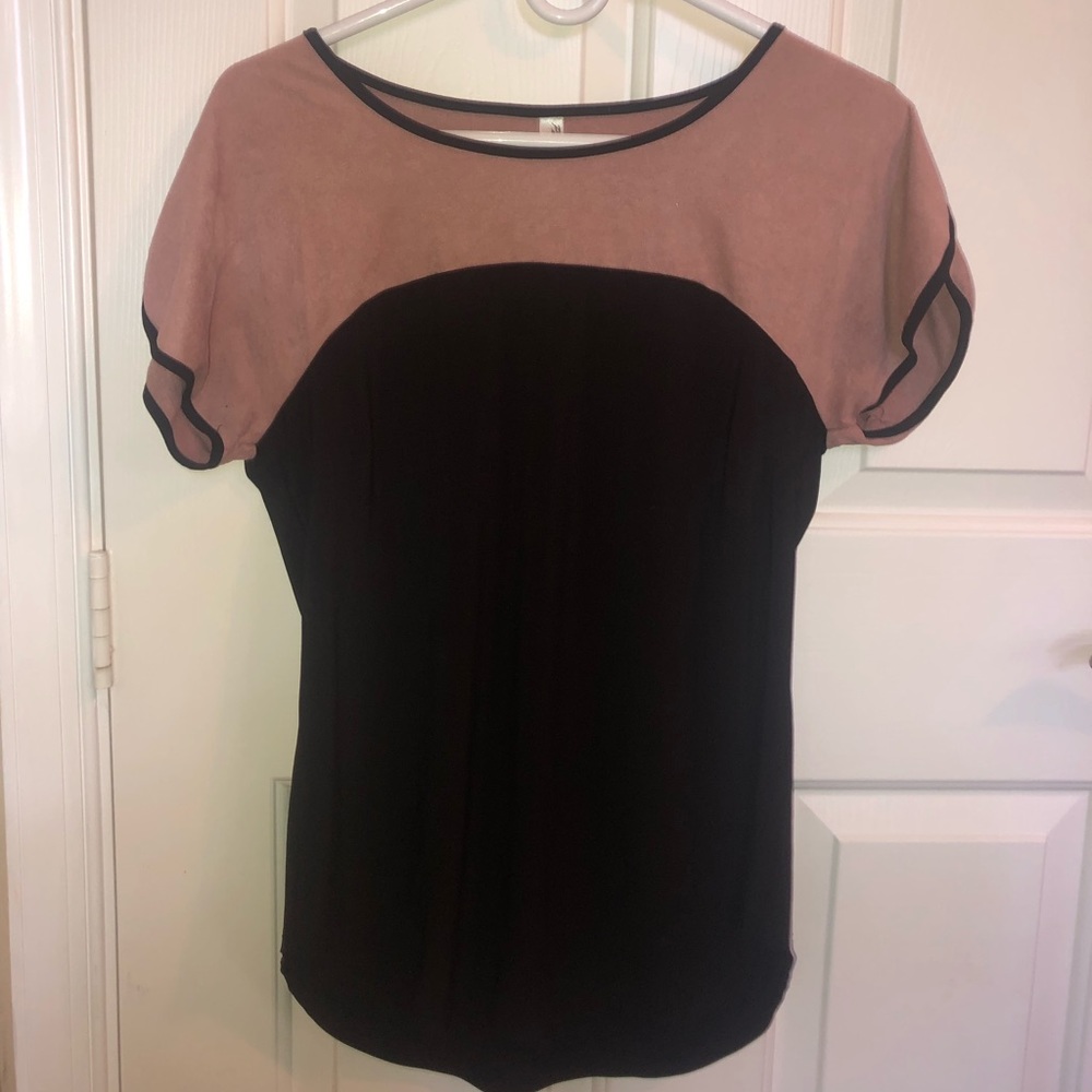 Black and pink suede / polyester top